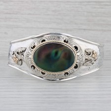 Decorativo Floreale Aliotide Polsino Bracciale Argento Sterling 14k Oro Vistoso comprar usado  Enviando para Brazil