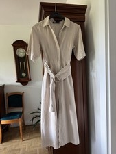 Sukienka XS Zara len bawełna beżowa naturalna rozpinana rozkloszowana na sprzedaż  PL