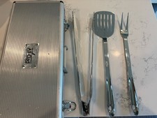 Conjunto de 3 peças de utensílios para churrasco de aço inoxidável revestidos garfo pinça espátula comprar usado  Enviando para Brazil
