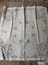 Embroidered linen tablecloth for sale  GLASTONBURY