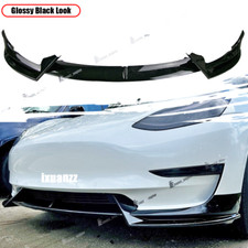 Usado, Spoiler divisor de lábios preto brilhante estilo V dianteiro para 17-23 Tesla Model 3 comprar usado  Enviando para Brazil