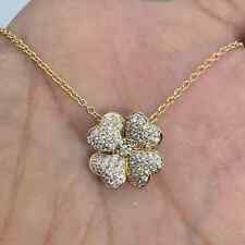 Pingente trevo de quatro folhas de moissanita corte redondo folheado a ouro amarelo 14K 0,46 ct comprar usado  Enviando para Brazil