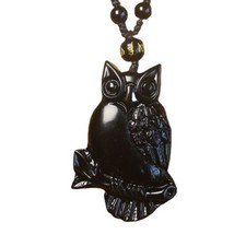 Colar pingente de cristal natural preto coruja obsidiana miçangas com corrente de contas comprar usado  Enviando para Brazil
