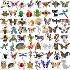 Butterfly Animal Pearl Crystal Brooch Pin Women Jewelry Wedding Bridal Wholesale, używany na sprzedaż  Wysyłka do Poland