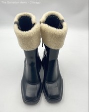 Botas de chuva Chloe femininas pretas biqueira quadrada salto bloco panturrilha média tamanho EUA 10 comprar usado Botas de chuva Chloe femininas pretas biqueira quadrada salto bloco panturrilha média tamanho EUA 10 comprar usado  Enviando para Brazil