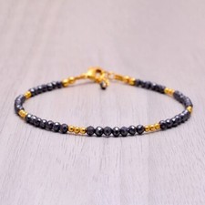 Pulseira feita à mão de contas folheadas a ouro pedra preciosa redonda facetada hematita natural 6-8" comprar usado Pulseira feita à mão de contas folheadas a ouro pedra preciosa redonda facetada hematita natural 6-8" comprar usado  Enviando para Brazil