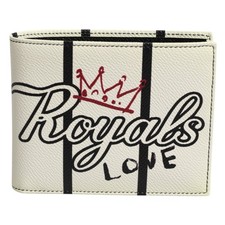 Carteira DOLCE & GABBANA couro branco DG Crown Royals porta-cartões dobrável RRP $420 comprar usado  Enviando para Brazil