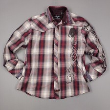 Camisa masculina Fender Custom Shop xadrez média bordada guitarra rockabilly ocidental comprar usado  Enviando para Brazil