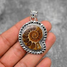 Colgante de piedras preciosas fósiles de amonita hecho a mano joyería de plata de ley 925 regalo para mujeres segunda mano  Embacar hacia Mexico