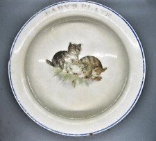 Plato de bebé 2 rayas gato atigrado tigre gatito Wellsville China cerámica antigua segunda mano  Embacar hacia Argentina