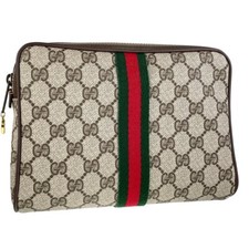 Bolsa de mão GUCCI Old Gucci Sherry Line PVC couro bege marrom 3087 comprar usado  Enviando para Brazil