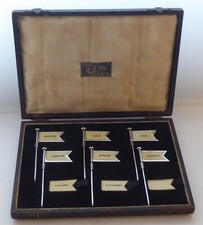 Usado, Conjunto antigo 6 bandeiras de buffet sanduíche prata 1928 com marca registrada 16 marcadores comprar usado  Enviando para Brazil