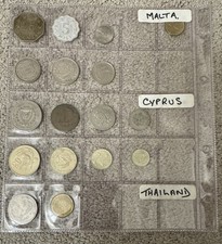 Coleção de 17 moedas estrangeiras em porta-moedas. Malta, Chipre e Tailândia. comprar usado Coleção de 17 moedas estrangeiras em porta-moedas. Malta, Chipre e Tailândia. comprar usado  Enviando para Brazil