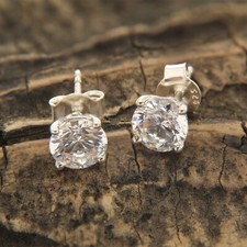 Brincos de solitário 3,51 ct corte redondo zircônia cúbica empurrar para trás em prata 925 comprar usado  Enviando para Brazil