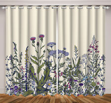 Folha verde planta azul floral 3D 2 painéis cortinas de janela cortinas de bloqueio tecido comprar usado  Enviando para Brazil