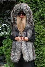 100% Ranczo American Silver Fox Futro Kaptur Kamizelka Outwear Odzież Moda L/XL na sprzedaż  PL