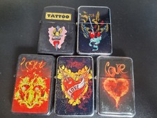Lote De 5 Encendedores Tatuaje Amor Llamas Corazones Estilo Dulce Esencia Zippo segunda mano  Embacar hacia Mexico