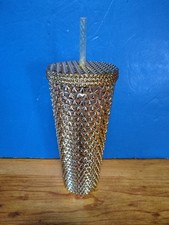 Copo Holiday Time 26 oz acrílico parede dupla texturizado copo dourado com palha NOVO comprar usado  Enviando para Brazil