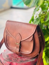 Bolsa de sela vintage genuína cabra tiracolo couro cera marrom ombro carteiro comprar usado  Enviando para Brazil