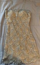 Vestido de lantejoulas Basix Black Label bronzeado e prata (4) Taylor Swift 100% seda comprar usado  Enviando para Brazil