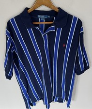 Camisa polo masculina Ralph Lauren alta XLT azul/preta listrada manga curta comprar usado  Enviando para Brazil