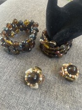Juego de 4 pendientes de pulsera y clip de piedras preciosas Ambar Rock genuinas segunda mano  Embacar hacia Mexico