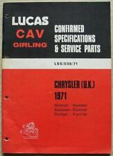 Lucas chrysler specs for sale  LEICESTER