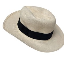 Usado, Chapéu Panamá Genuíno XL Clássico Masculino Fedora Creme Faixa Preta Toquilla Colômbia comprar usado  Enviando para Brazil
