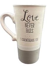Usado, Caneca de café Sheffield Home Love Never Fails 1 Corinthians 13:8 cinza branco comprar usado  Enviando para Brazil