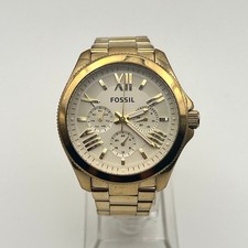 Relógio feminino Fossil tom dourado aço inoxidável cronógrafo funcionando nova bateria comprar usado  Enviando para Brazil