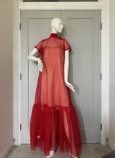 Vestido maxi de organza STAUD Calluna com detalhe de gravata vermelho US$ 495 comprar usado  Enviando para Brazil