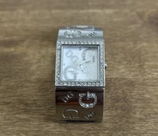 Relógio analógico quadrado feminino GUESS todo tom prata. Crystal See👇 comprar usado  Enviando para Brazil