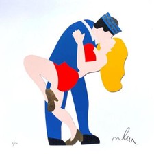 Marco Lodola- Serigrafia original em papel com folha dourada "BACIO A TIME SQUARE" comprar usado  Enviando para Brazil