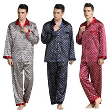 Conjunto de pijamas pijamas masculinos de seda cetim roupa de dormir manga longa , usado comprar usado  Enviando para Brazil