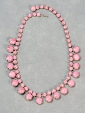 COLAR Vintage MOONSTONE Rosa Vidro Facetado Ajustável 30"L comprar usado  Enviando para Brazil