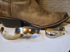Novas botas de caubói ocidental prata e ouro biqueira placas e protetores de calcanhar botas redondas comprar usado  Enviando para Brazil