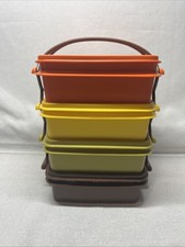 Tupperware Harvest Squared Away Sandwich Keepers #1362 Conjunto Empilhável de 4 Antigo comprar usado  Enviando para Brazil