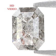 Diamante de sal y pimienta natural suelto corte esmeralda de 0,95 quilates 6,65 mm LQ2017 segunda mano  Embacar hacia Mexico
