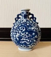 Jarrón pequeño de cerámica antiguo usado dinastía Qing Qianlong patrón de 2 dragones segunda mano  Embacar hacia Mexico