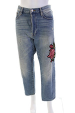 Usado, Calça jeans feminina armação lavagem média floral enfeite perna reta tamanho 29 comprar usado  Enviando para Brazil