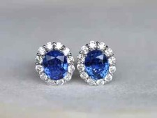 Brinco de diamante de safira azul natural corte oval 4,60 quilates ouro branco 14K real comprar usado  Enviando para Brazil
