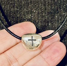 Colar de couro pingente fé escudo prata esterlina aposentado James Avery comprar usado  Enviando para Brazil