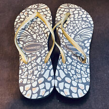 Novo Havaianas Slim Metálico Dourado África Estampa Selva Tropical Marrom Creme 9/10 comprar usado  Enviando para Brazil