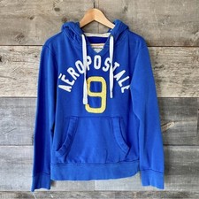 Moletom com capuz Aeropostale masculino Y2K soletrar M azul grunge desgastado, usado comprar usado  Enviando para Brazil