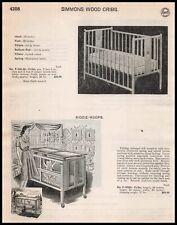 1948 Simmons Chicago "Kiddie Koops" berços de madeira dobráveis com tela anúncio impresso vintage, usado comprar usado  Enviando para Brazil