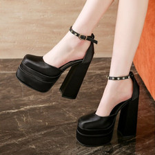 Sapatos femininos salto plataforma alto robusto alça de tornozelo biqueira quadrada festa de casamento bomba comprar usado Sapatos femininos salto plataforma alto robusto alça de tornozelo biqueira quadrada festa de casamento bomba comprar usado  Enviando para Brazil