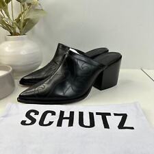 Usado, Novo Sapato Mule de Couro Schutz Zarly Western Couro Preto Feminino 9.5B Novo Sem Caixa Bolsa de Pó comprar usado  Enviando para Brazil