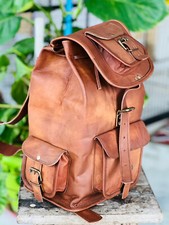 Genuino Cabra Hombre Grande Gimnasio Mochila Viaje Pueblo Cuero Vintage Portátil, usado comprar usado  Enviando para Brazil