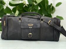 Bolso de viaje de 25" cuero negro para hombre equipaje lona fin de semana gimnasio deporte noche a noche segunda mano  Embacar hacia Mexico