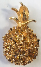 Broche vintage abacaxi âmbar/laranja strass figurativo tom dourado frutas 3D comprar usado  Enviando para Brazil